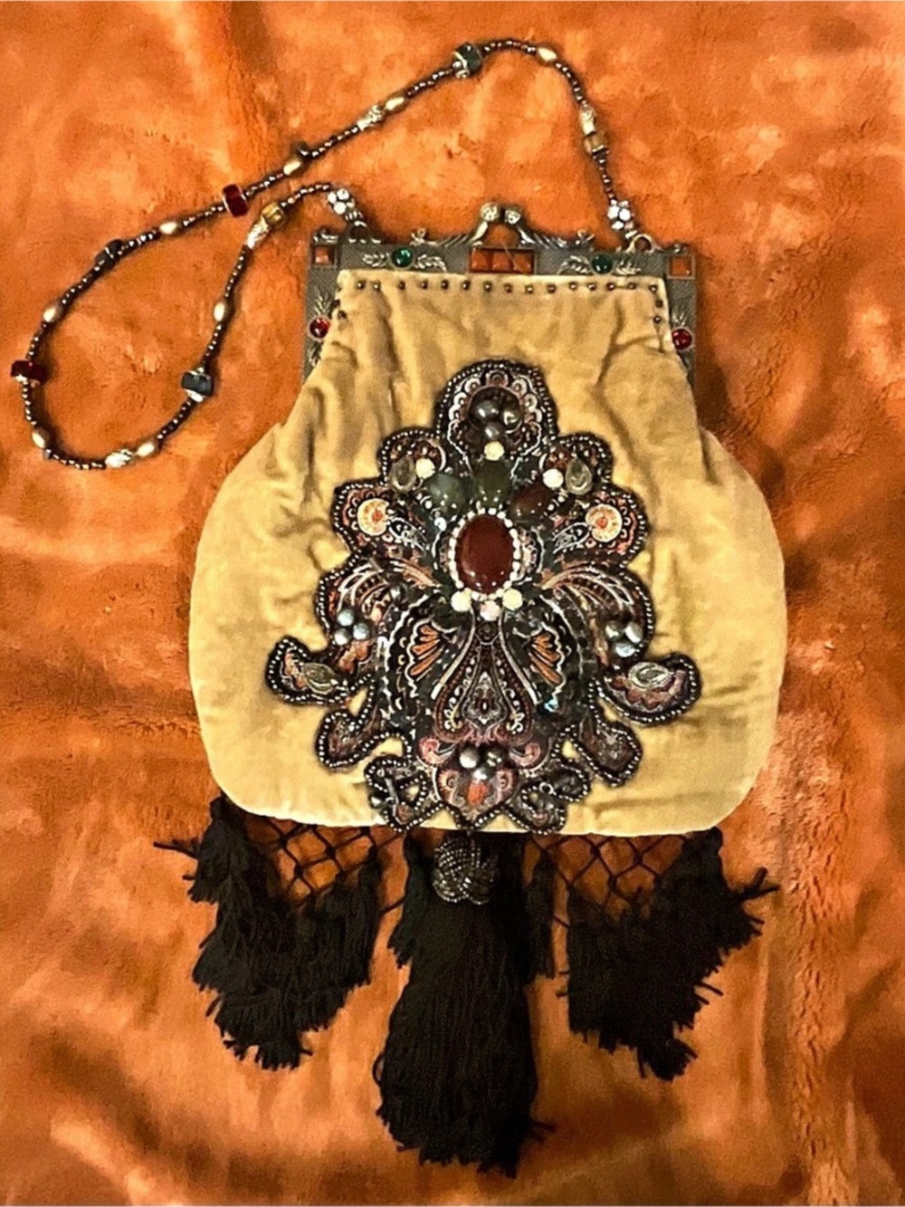 Mary Frances Embellished Gold & Black Evening Clutch
